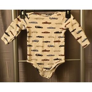 HB Baby Boy Long Sleeve Bodysuit Lot of 2 Vintage Car Striped 9-12M Cotton